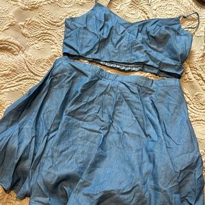Lu Lu’s Chambray Denim Crop Top & Skirt Outfit-sz XL